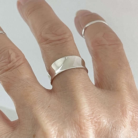 Sterling Silver Unisex Thin Concave Ring, Wedding Bands, Silver Rings, Band - Picture 2 of 12